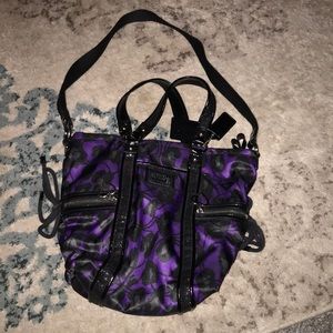 Purple leopard coach satchel excellent condition
